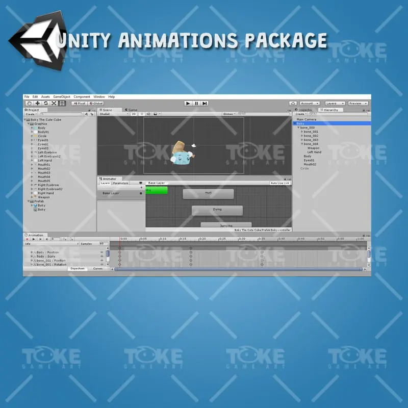 Boky The Cute Cube - Unity Animation Ready