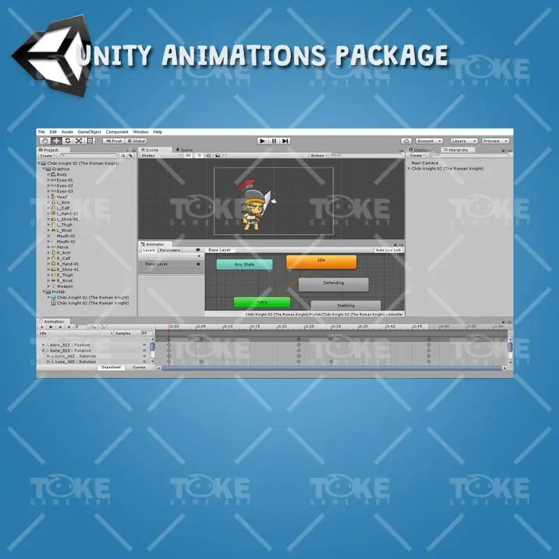 Chibi Roman Knight - Unity Animation Ready