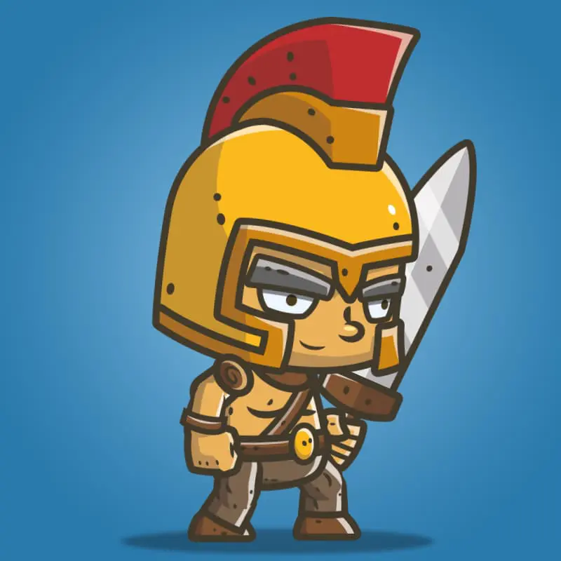 Chibi Knight Golden Helmet - 2D Character Sprite