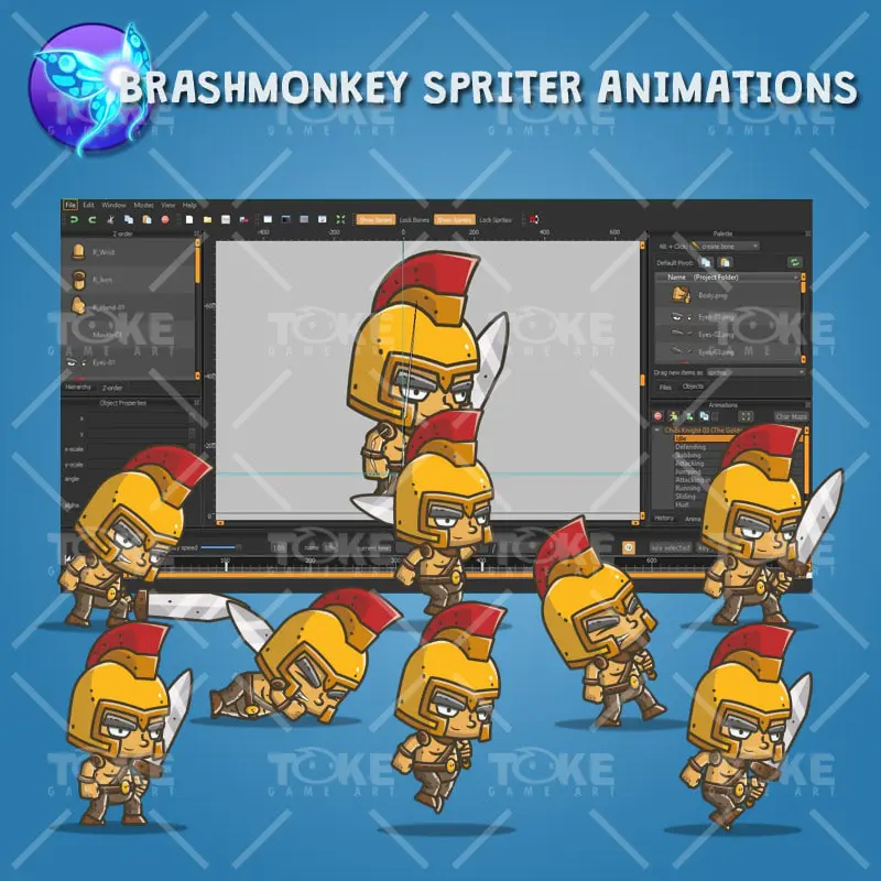 Chibi Knight Golden Helmet - Brashmonkey Spriter Animation