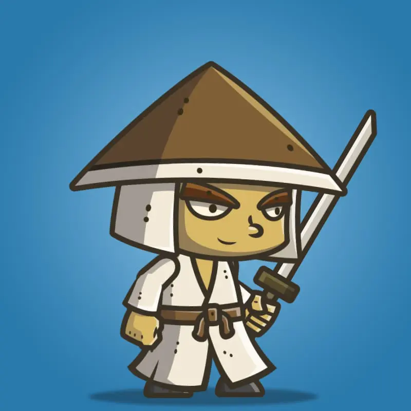 Chibi Samurai Conical Hat - 2D Character Sprite