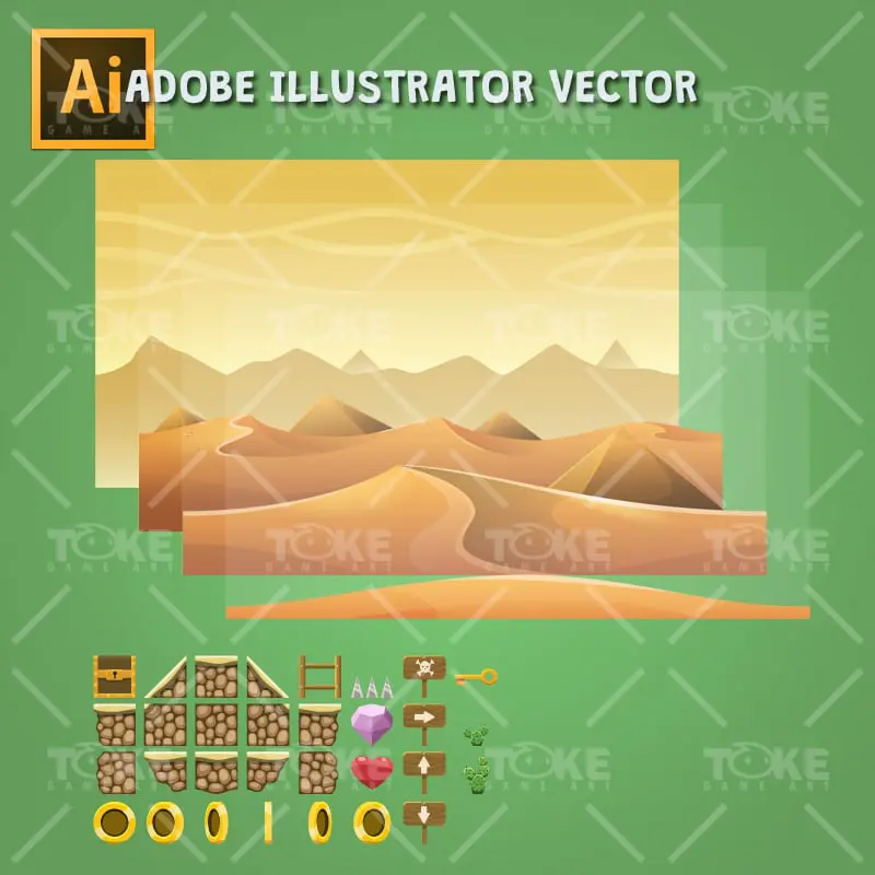Egyptian Tileset - Adobe Illustrator Vector Art Based