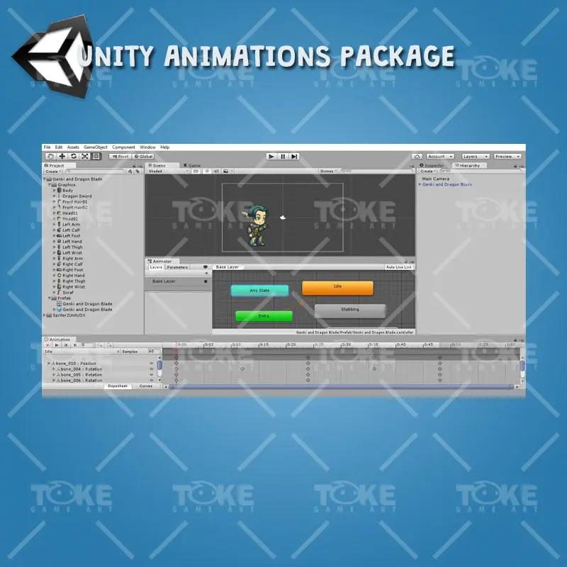 Genki and Dragon Blade - Unity Animation Ready