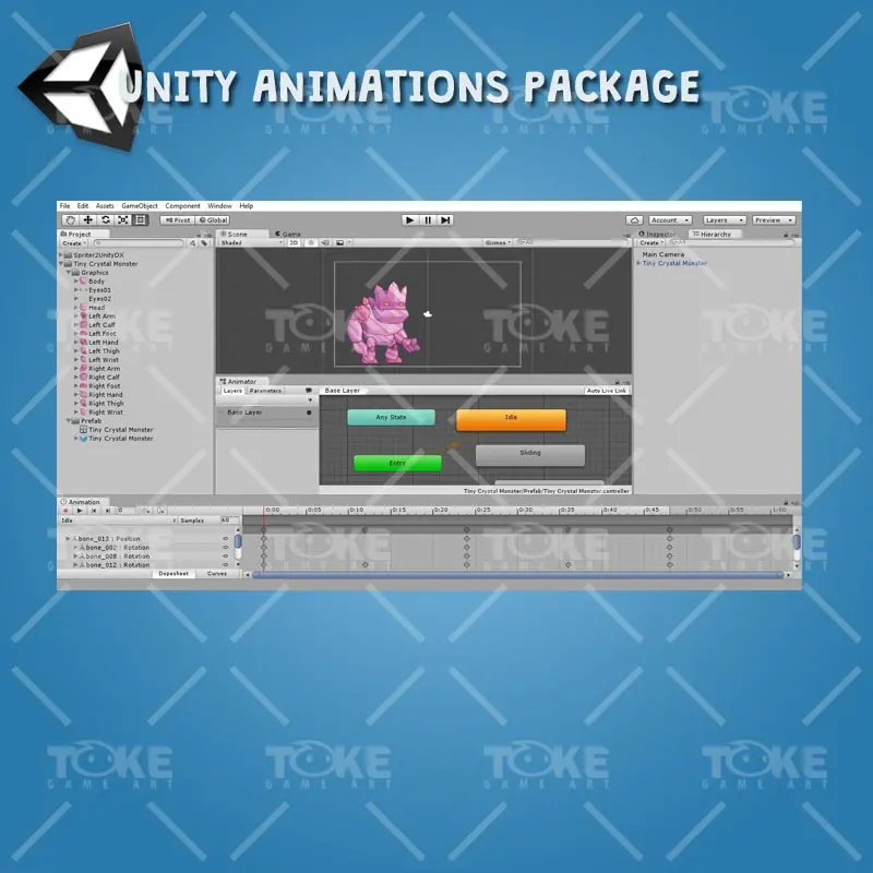 Tiny Crystal Monster – Unity Animation Ready