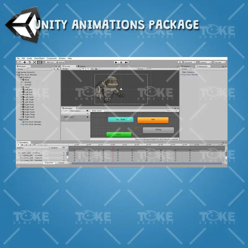 Tiny Rock Monster - Unity Animation Ready