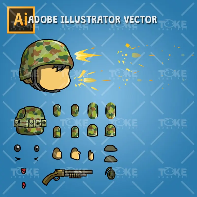 Tiny Australian Soldier - Adobe Illustrator Vector Art Based