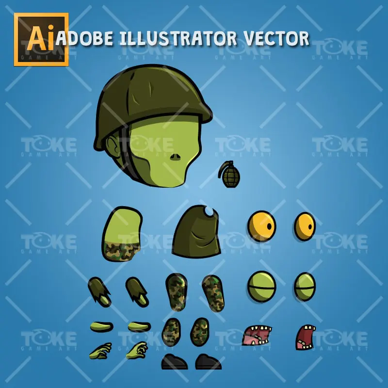 G.I. Joe Zombie - Adobe Illustrator Vector Art Based