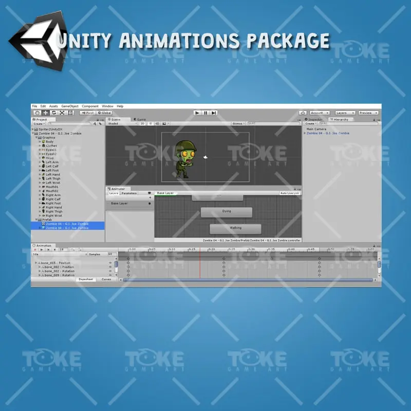 G.I. Joe Zombie - Unity Animation Ready