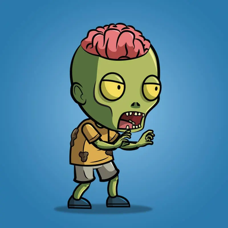 Exposed Brain Zombie - 2D Character Sprite
