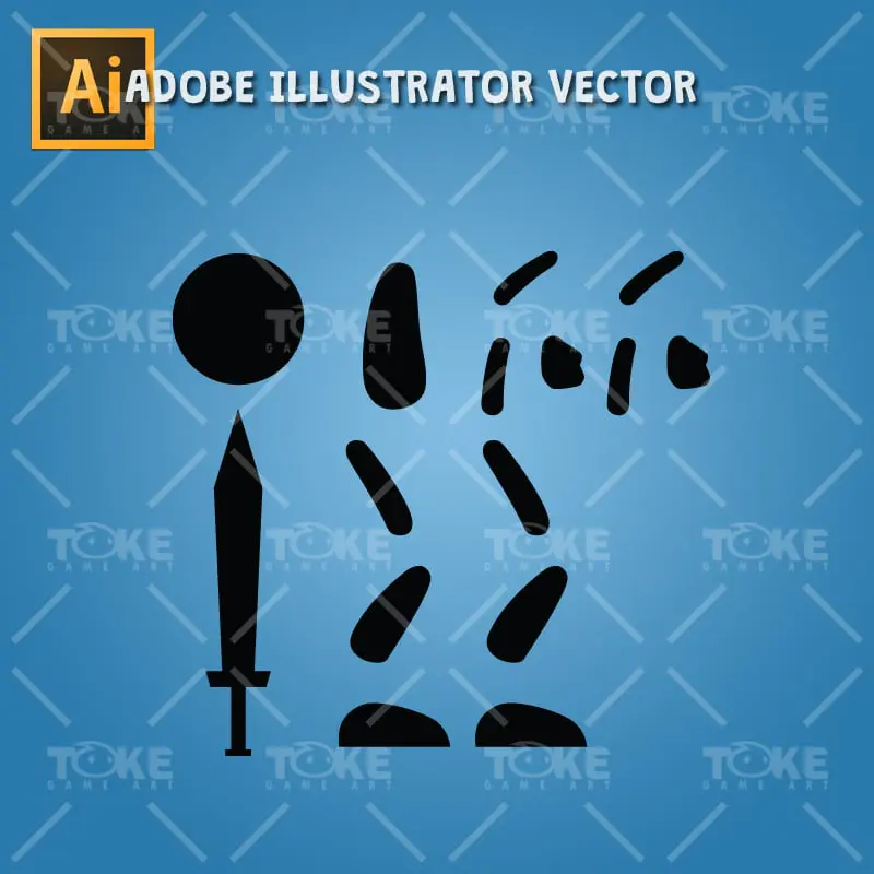 Stick Swordman - Adobe Illustrator Vector Art Based