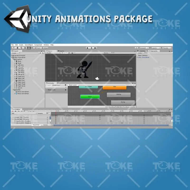 Stick Swordman - Free 2D Character Sprite - Unity Animation