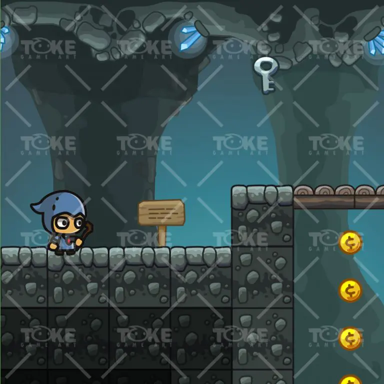 Cartoon Cave Platformer Tileset - Game Preview 01