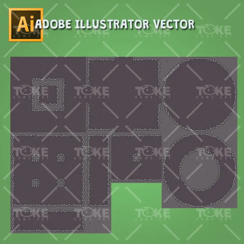 Dungeon Top-Down Game Platfromer - Adobe Illustrator Vector Art Based - 2D Tileable Ground