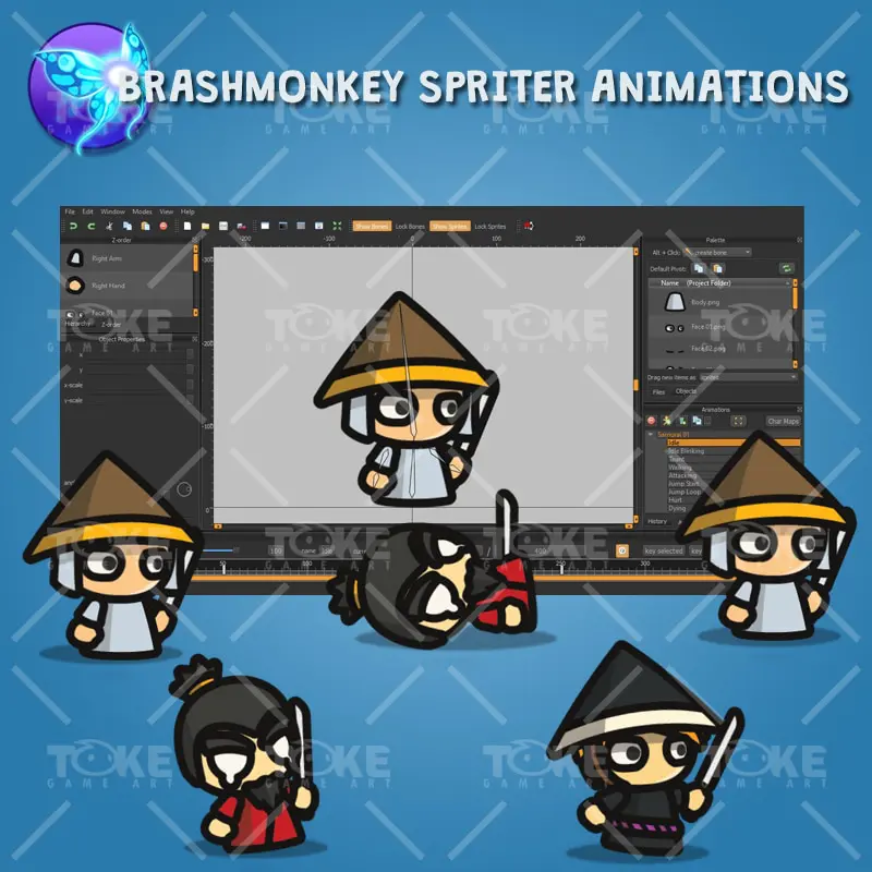 Samurai Tiny Character Style - Brashmonkey Spriter Animation