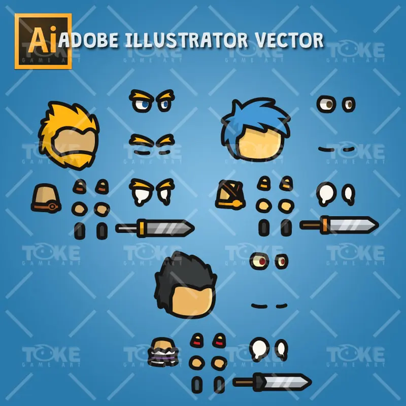 Warrior Tiny Style Character - Adobe Illustrator Vector Art Based