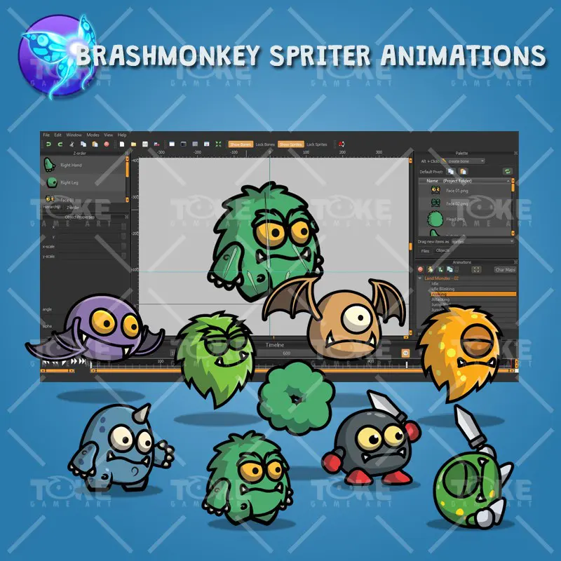 Cartoon Enemy Pack 01 - Brashmonkey Spriter Animation