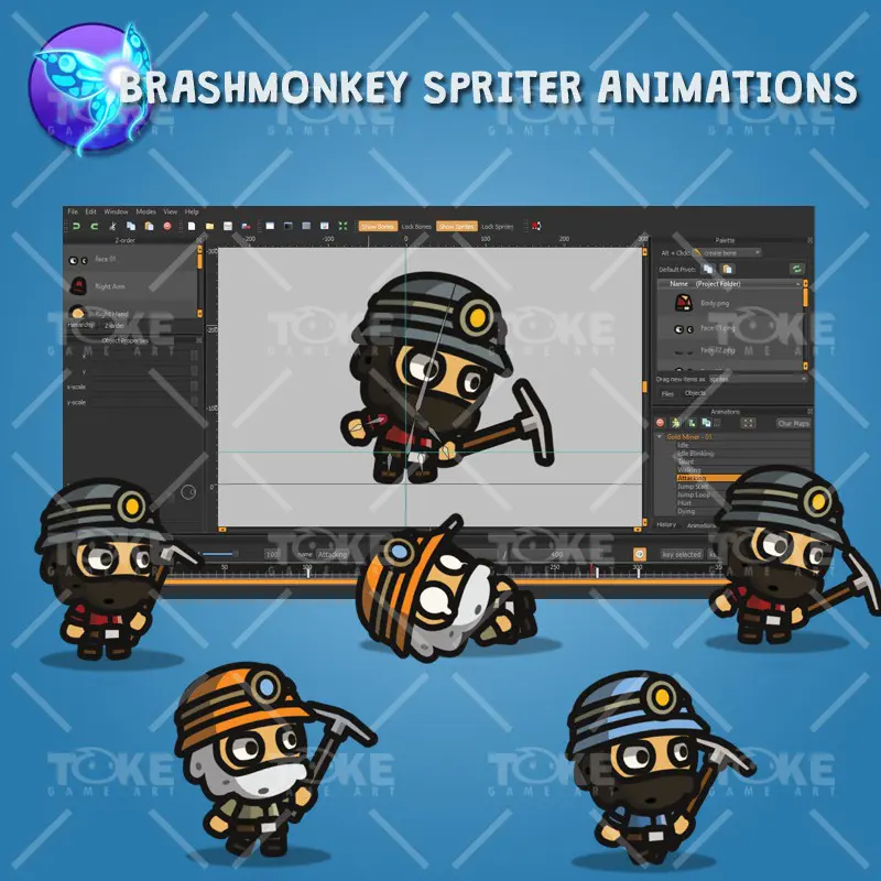 Gold Miner Tiny Style Character - Brashmonkey Spriter Animation