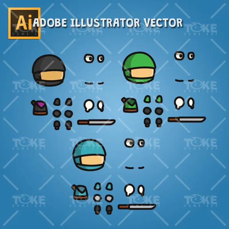 Ninja Tiny Style Character - Adobe Illustrator Vector Art Based
