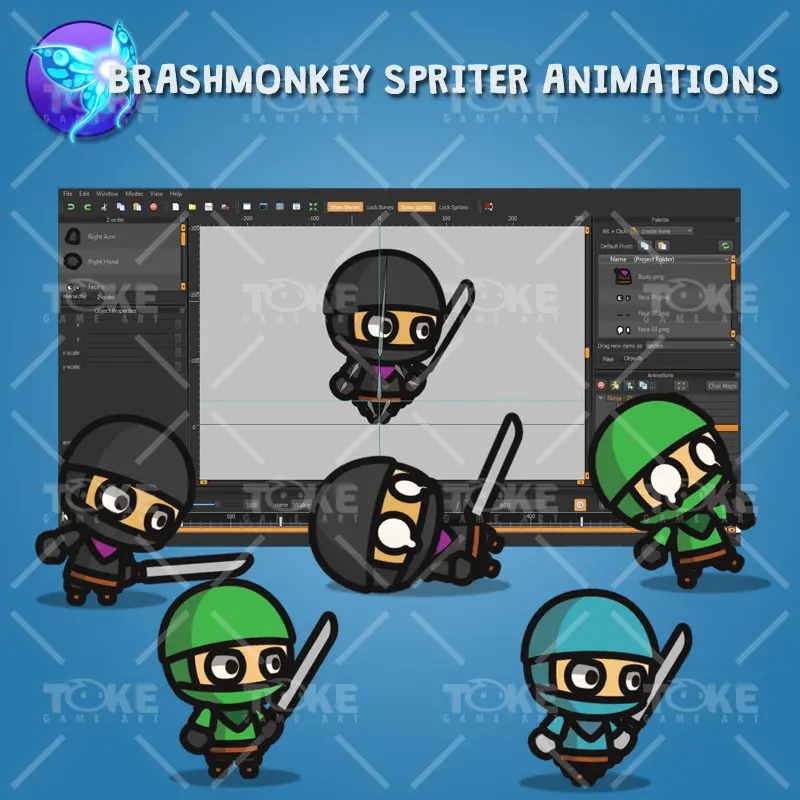 Ninja Tiny Style Character - Brashmonkey Spriter Animation