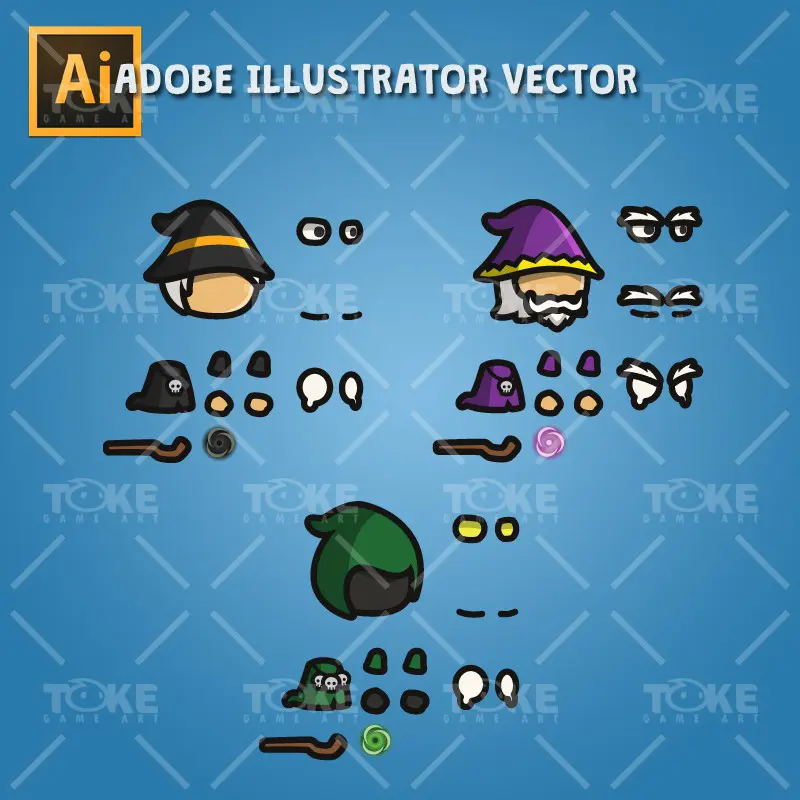 Wizard Tiny Style Character - Adobe Illustrator Vector Art Based