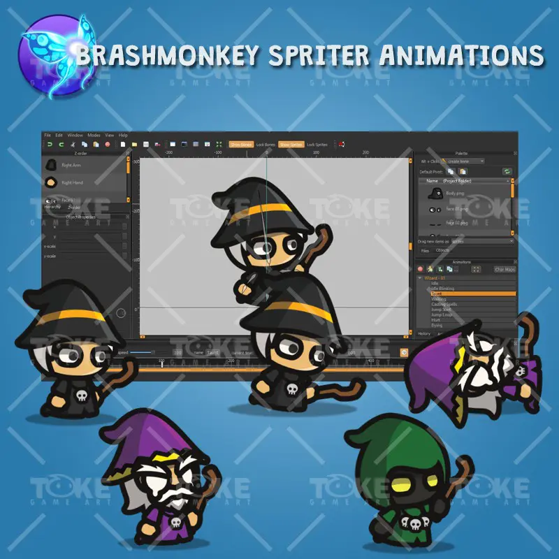 Wizard Tiny Style Character - Brashmonkey Spriter Animation