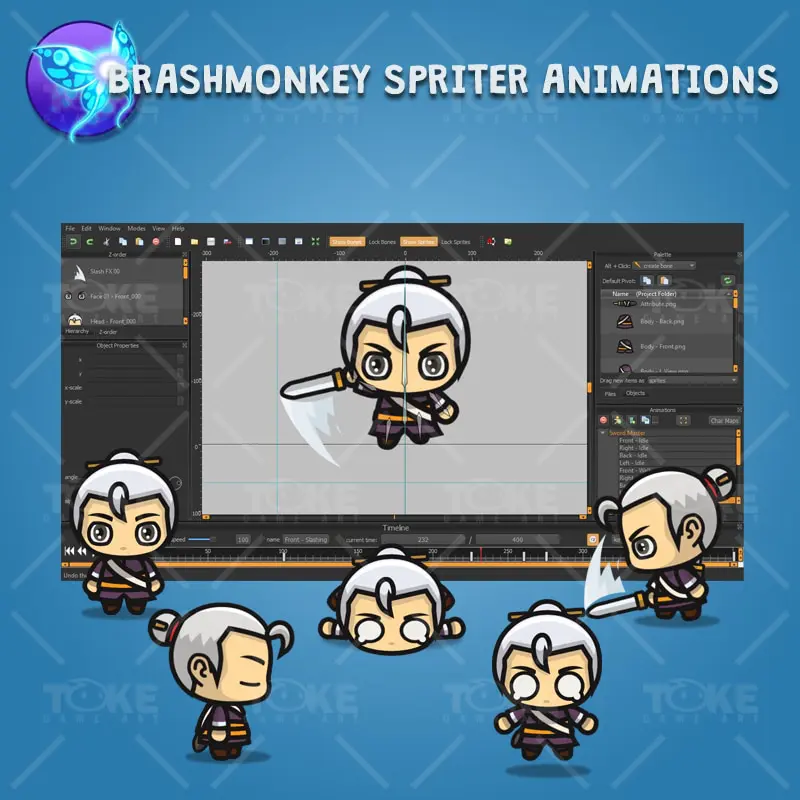 Swordmaster - 4 Directional 2D Character Sprite - Brashmonkey Spriter Animation