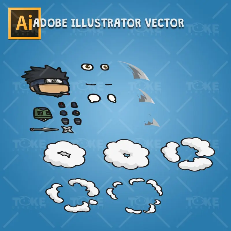 Bearded Shinobi Guy - Adobe Illustrator Vector Art Based