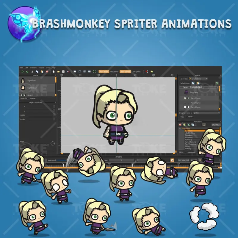 Blonde Shinobi Girl - Brashmonkey Spriter Animation