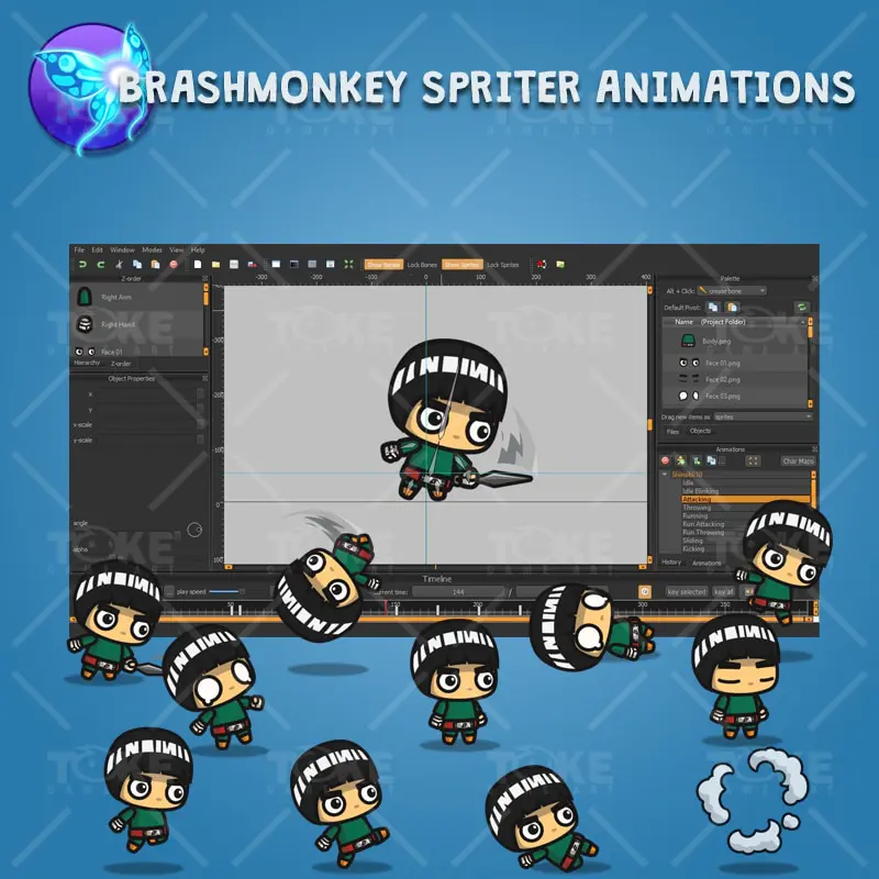 Bangs Hair Shinobi - Brashmonkey Spriter Character Animation