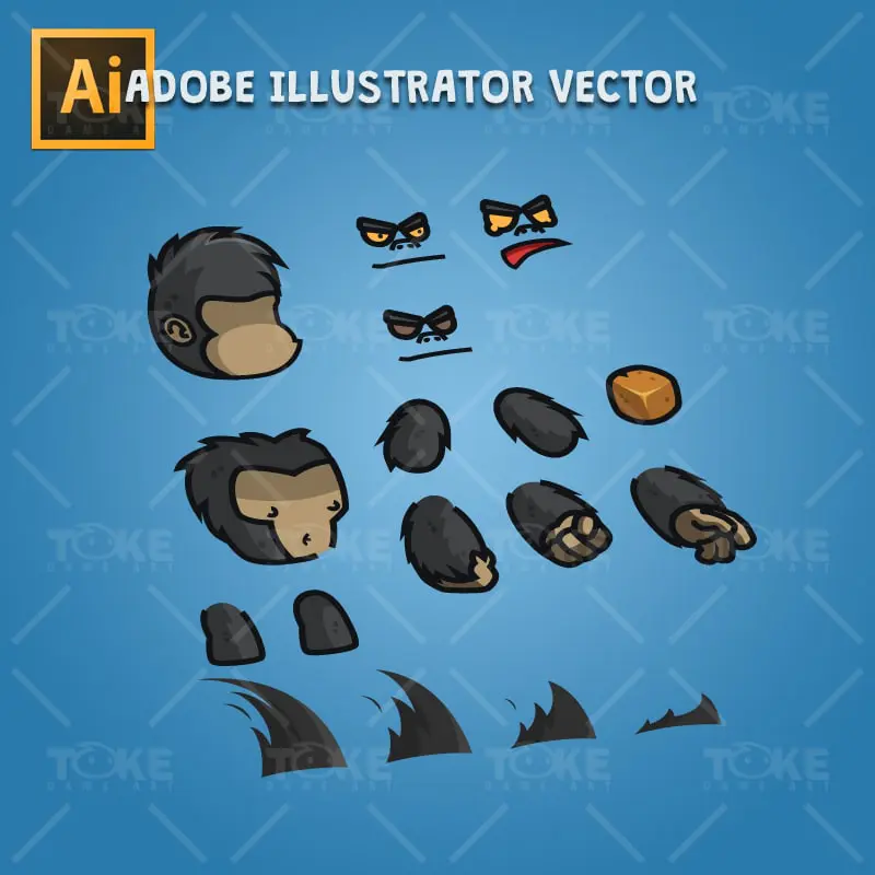 Cartoon Gorilla - Adobe Illustrator Vector Art Based