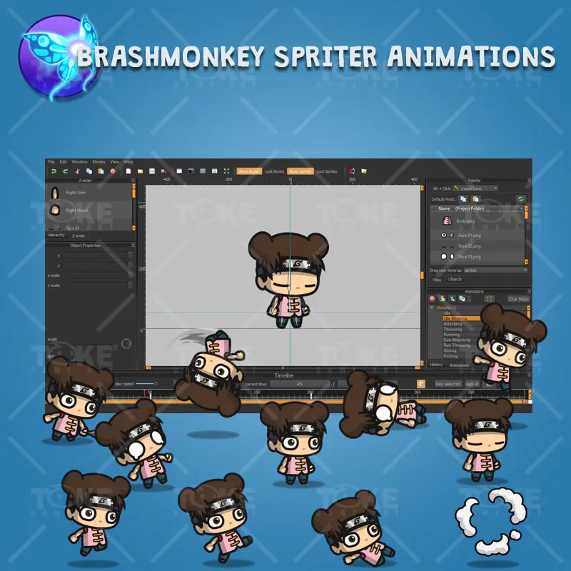 Cute Shinobi Girl - Brashmonkey Spriter Character Animation