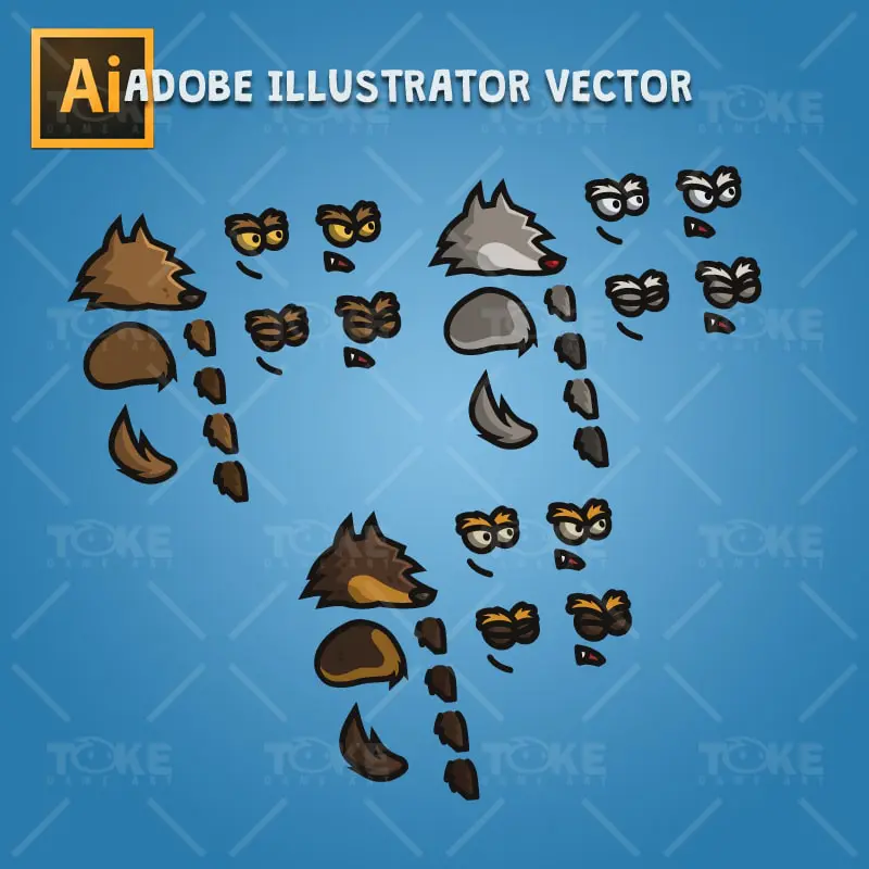 Tiny Wolves - Adobe Illustrator Vector Art Based