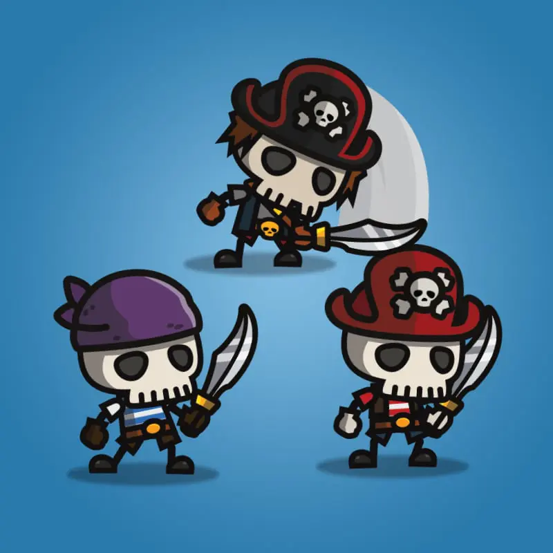 Pirate Skeleton - 2D Enemy Character Sprite for Game