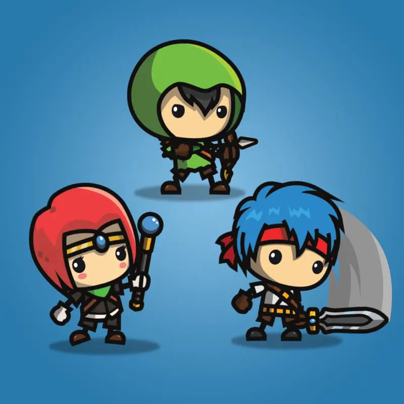 Rpg Hero Character Pack Archer Swordman And Healer Tokegameart