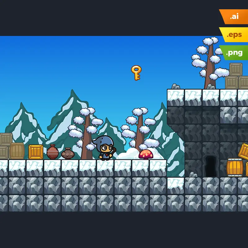Snow Platformer Tileset - Android and IOS Games