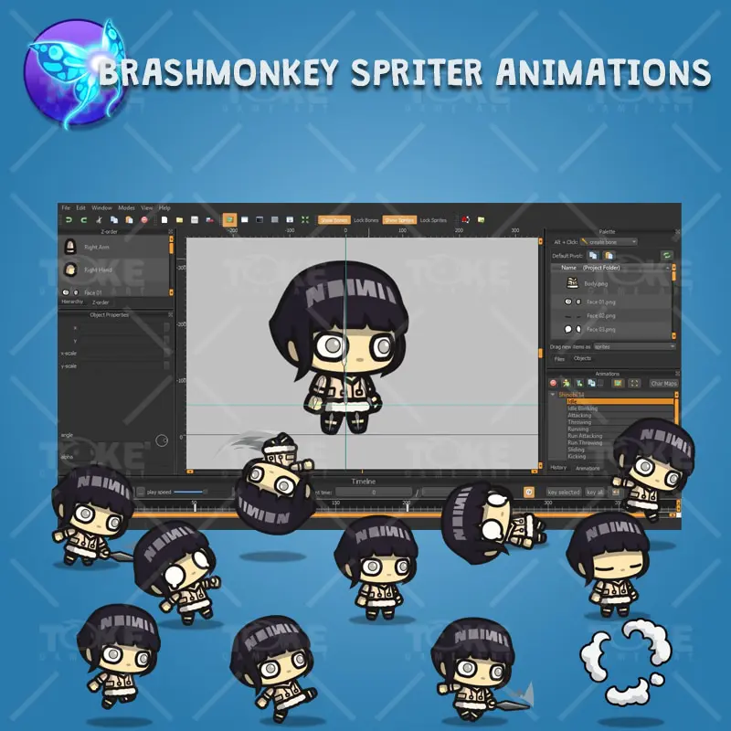 White Pupil Shinobi Girl - Brashmonkey Spriter Character Animation