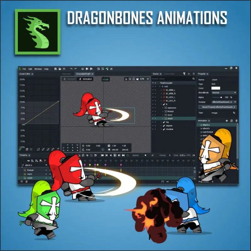 Chibi Crusader Knight - Dragonbones Animation
