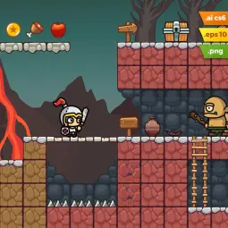 Volcano Area Platformer Tileset