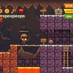 Lava Cave Platformer Tileset