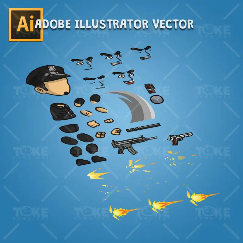 Policeman - Robert - Adobe Illustrator Vector Art Based Character Part