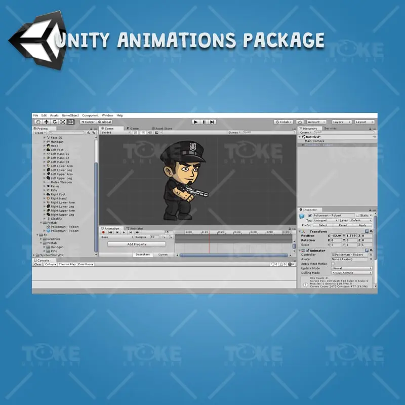Policeman - Robert - Unity Animation Ready with Spriter2UnityDX Tool