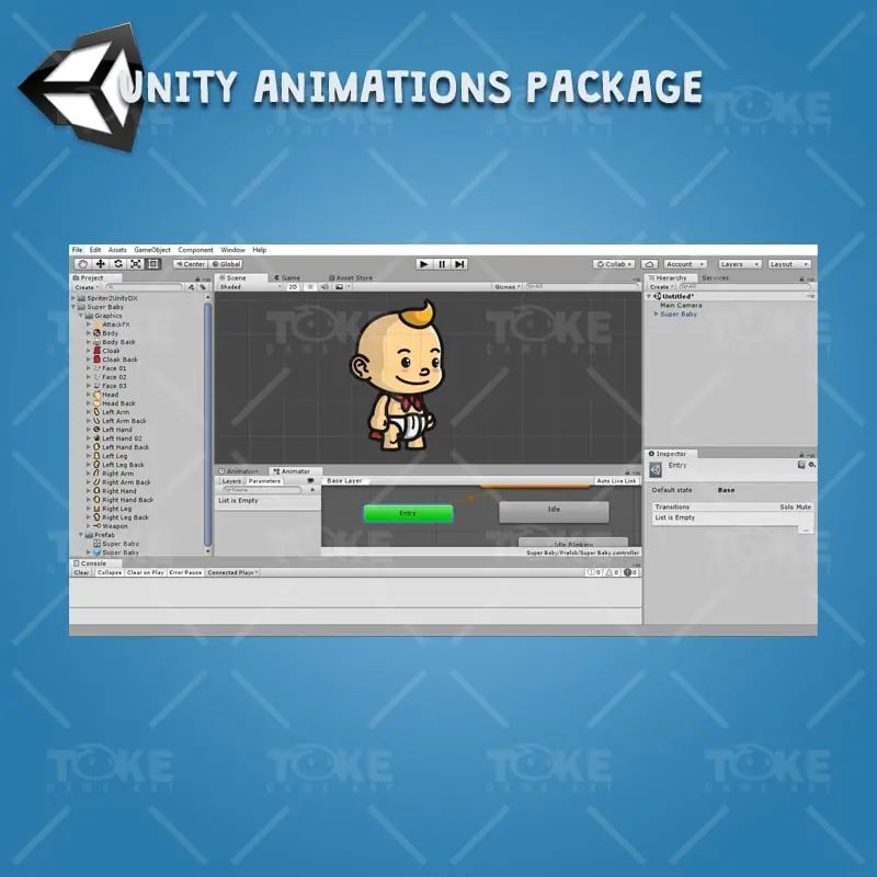 Super Baby - Unity Character Animation Ready with Spriter2UnityDX Tool