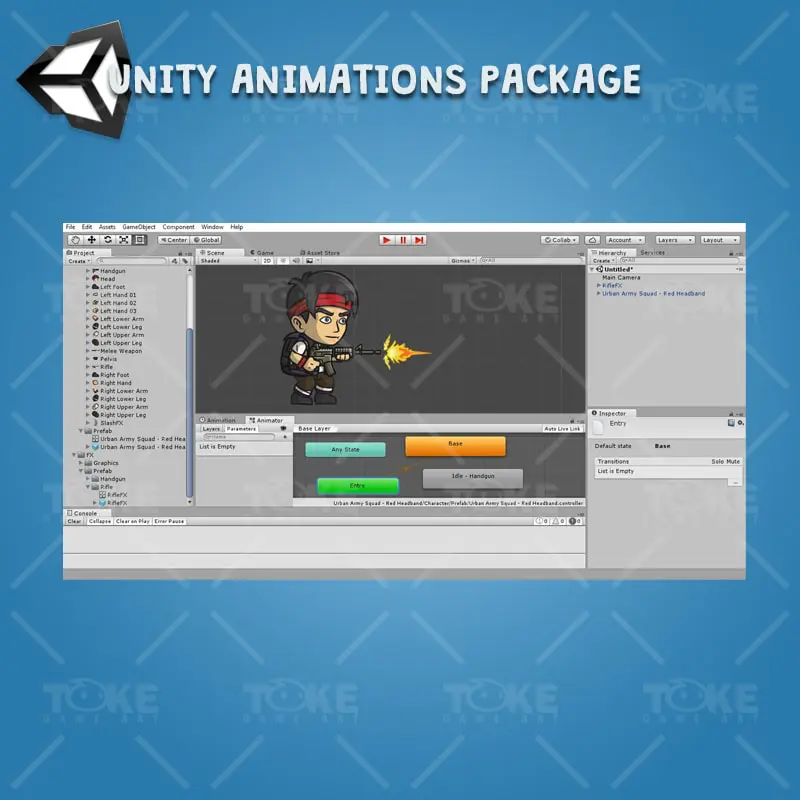 Urban Army Squad - Red Headband - Unity 2D Character Animation with Spriter2UnityDX Tool