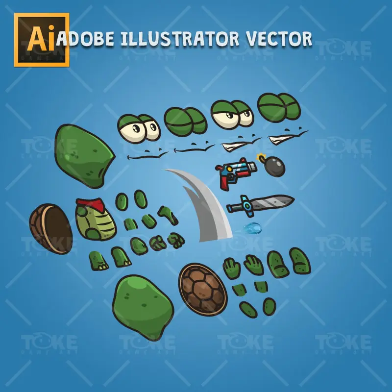 Cute Turtle - Adobe Illustrator Vector Art Based Character