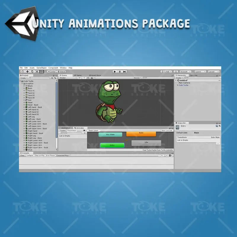 Cute Turtle - Unity Character Animation Ready with Spriter2UnityDX Tool