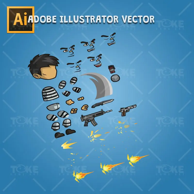 Prisoner - Adobe Illustrator Vector Art Based Character