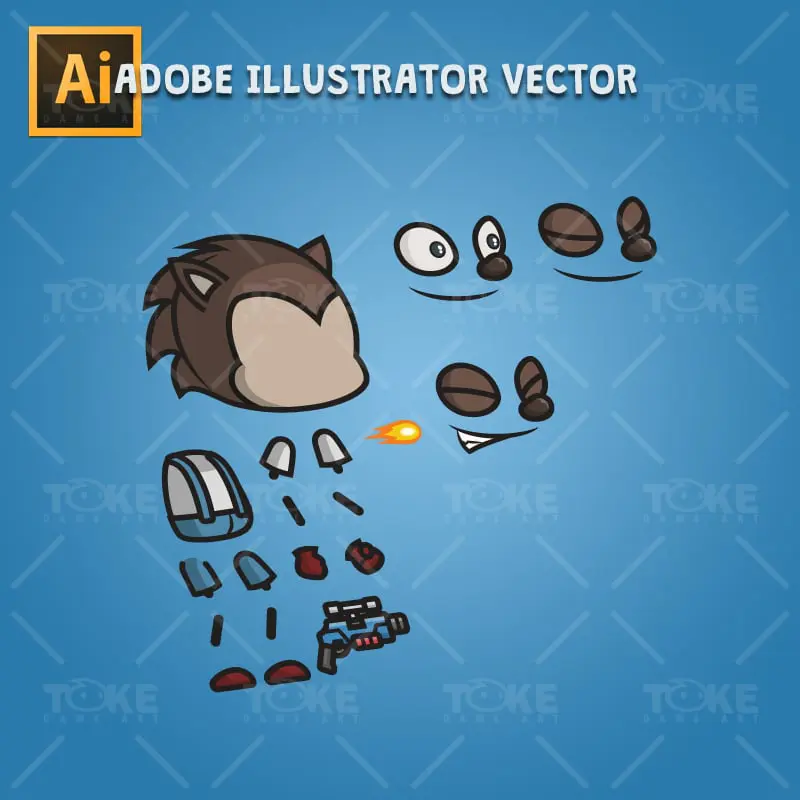 Hedgehog Guy - Adobe Illustrator Vector Art Based Character Body Part