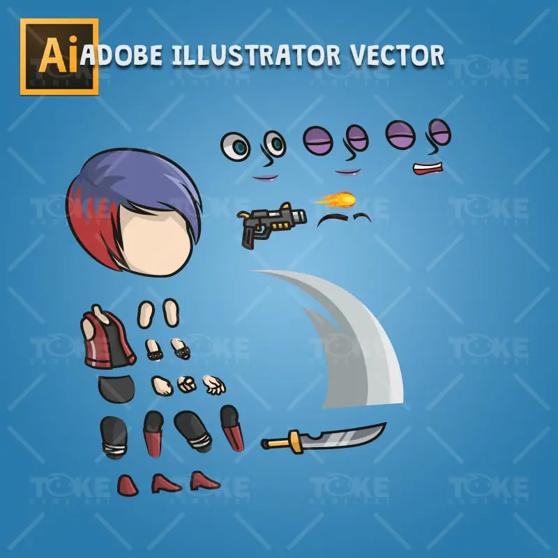 Punk Girl - Adobe Illustrator Vector Art Based Character