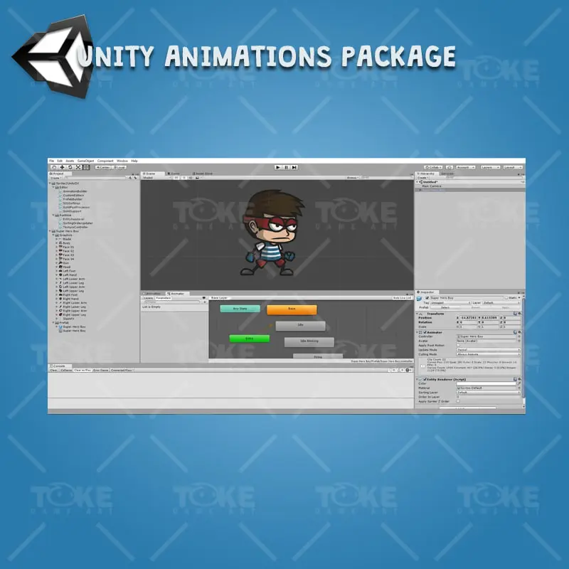 Super Hero Boy - Unity Character Animation Package with Spriter2UnityDX Tool