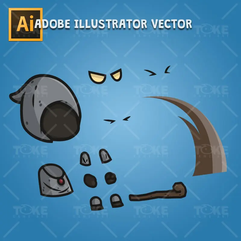 Black Wizard - Adobe Illustrator Vector Art Based Character Body Part